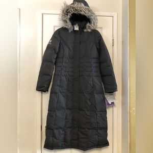 FREE COUNTRY Power Down Series Womens Long Black Hooded Winter Parka Coat Sz M